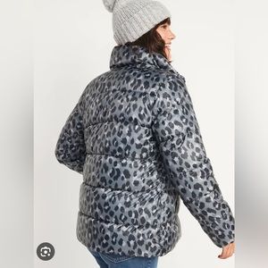 Old Navy Frost-Free leopard print puffer jacket Medium